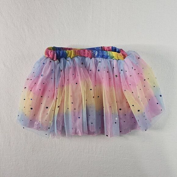 Rainbow Tulle Tutu Skirt Girl's Small Elastic Waist 9.5" All Dressed Up Costume - Picture 3 of 9